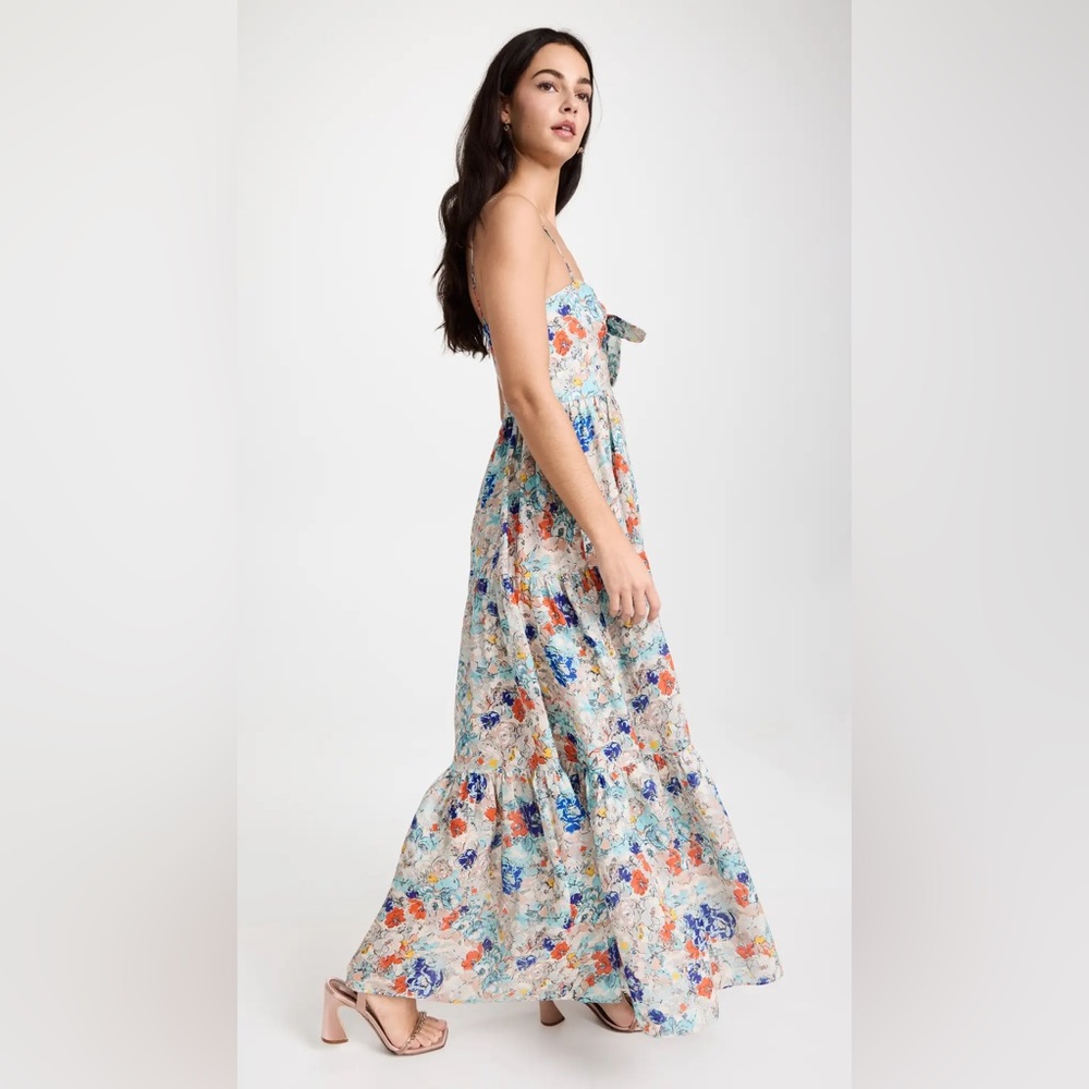 Zimmermann - Clover Tie Front Midi Dress Topaz Peony Floral US 8 / AU 2 / Medium - Picture 9 of 16